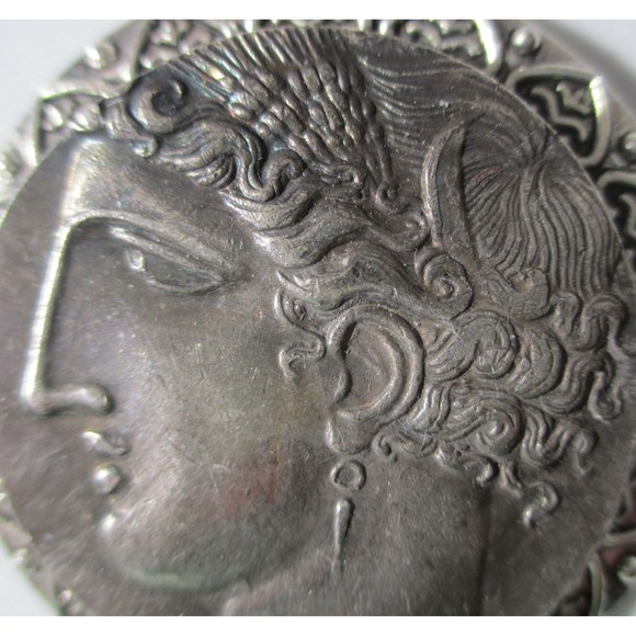 Very High Relief Tanit Goddess of Carthage Coin/Pendant with 24" silver necklace - Picture 7 of 9